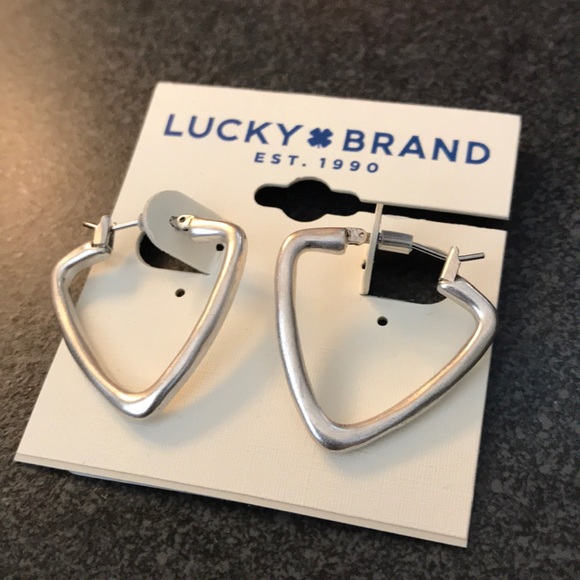 LAST PAIR! NEW silver triangle hoop earrings- - Picture 2 of 5